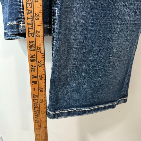 Miss Me Women's Signature Boot Jeans Cross Back Sequin Bling 28 Blue Denim - Picture 7 of 10